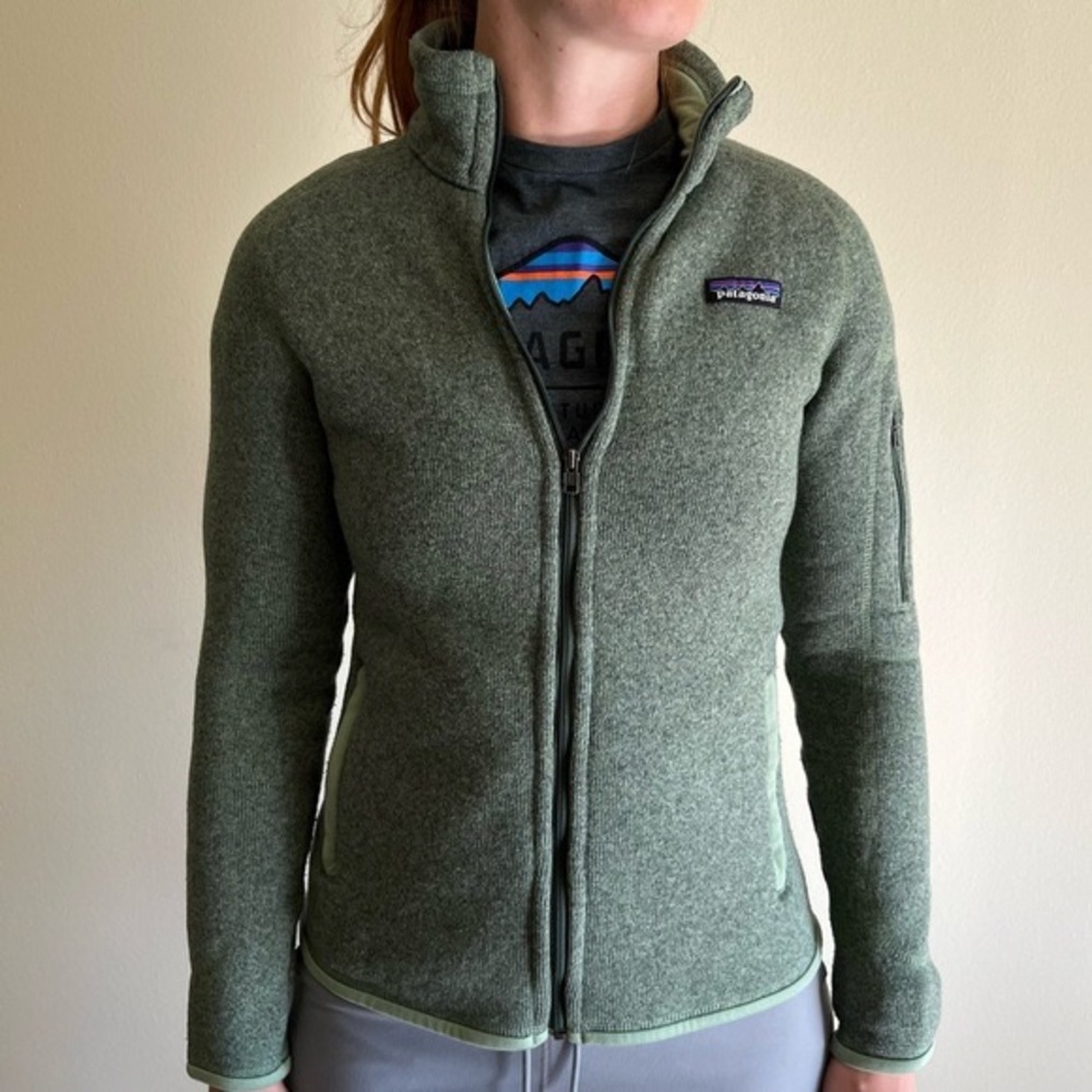 Patagonia Green Utility Jacket with Full Zip and Standing Collar